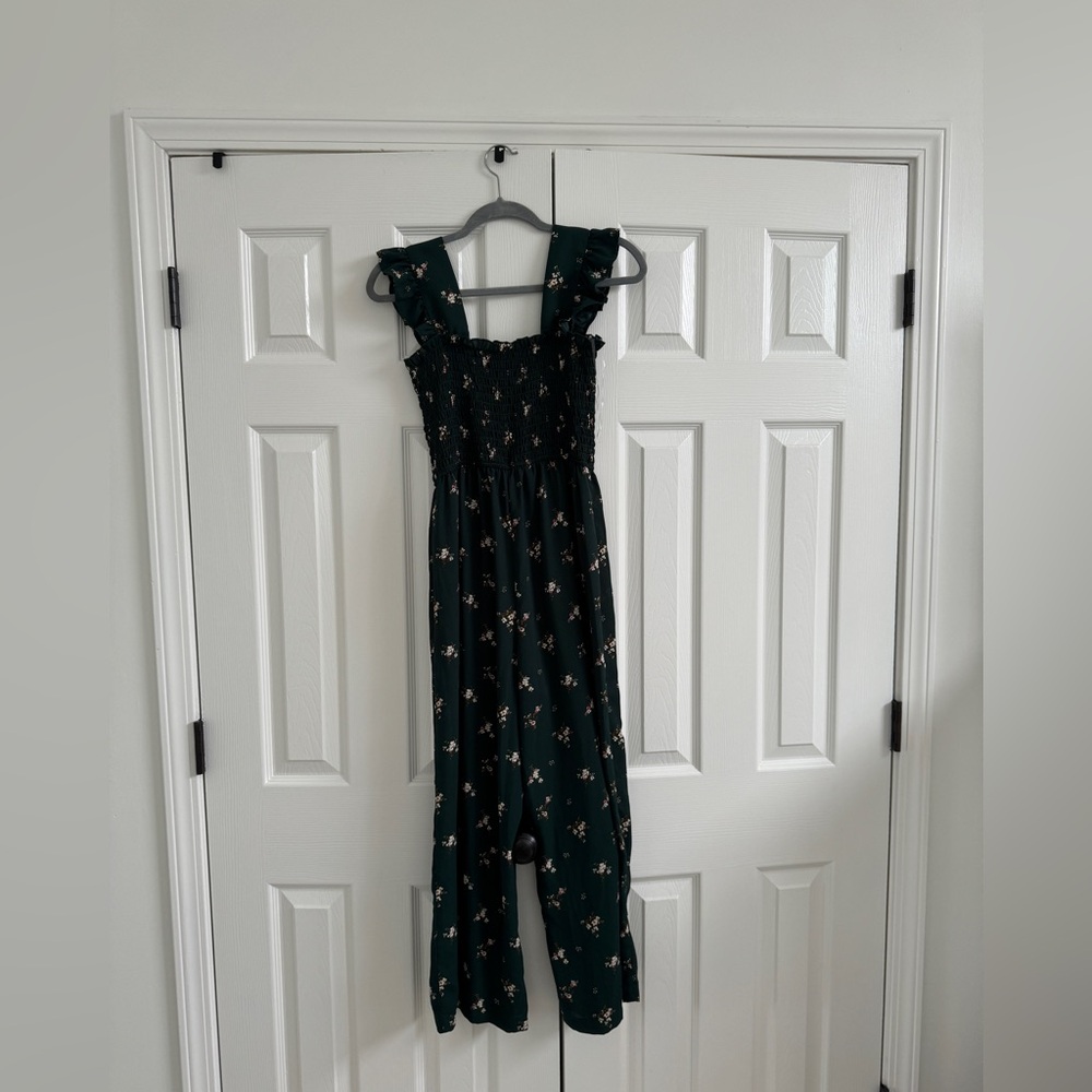 Inspired Hearts Dark Green Floral Jumpsuit